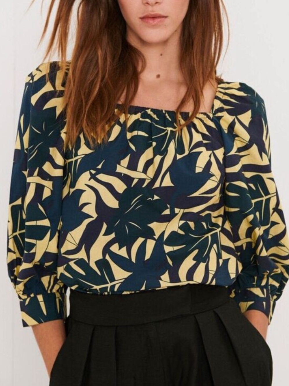 BA&SH Wally Printed Blouse Top Organic Cotton Summer Bohemian Beach Size Medium